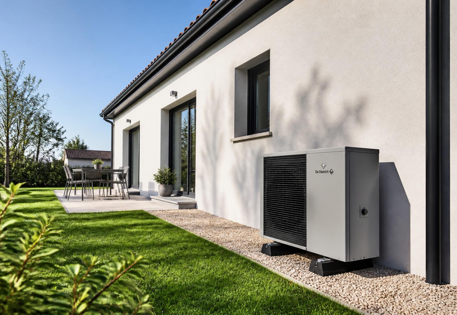 Maison individuelle française équipée d’une pompe à chaleur air/eau extérieure